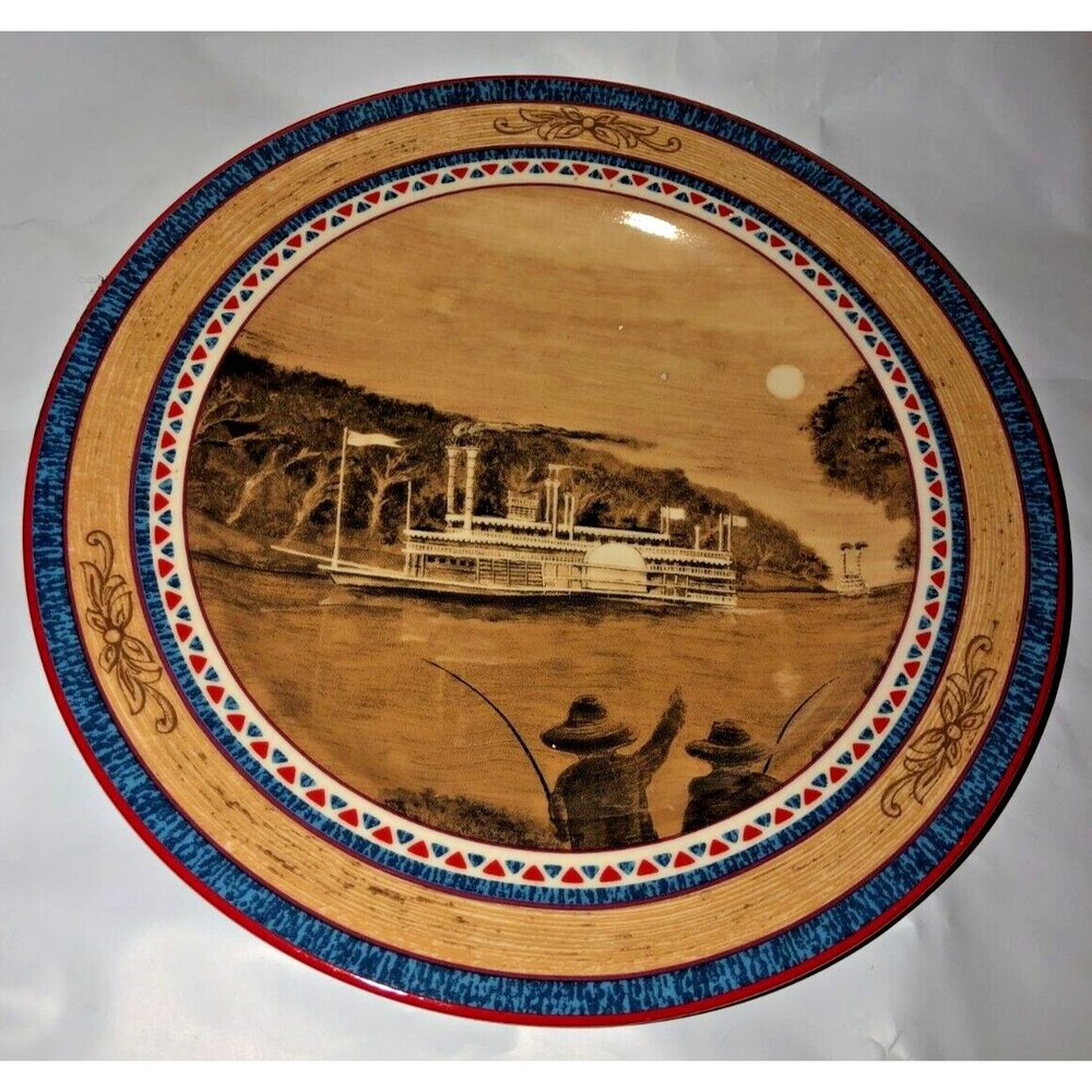 Sawyer Huckleberry Finn River Fishing Ceramic Plate Sample Hiap Huat Koyo 2001